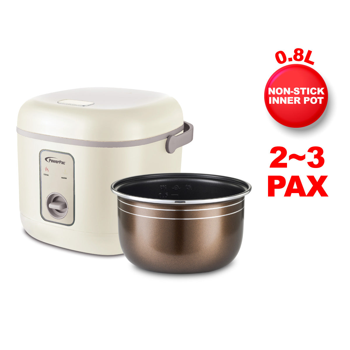 Rice Cooker 0.8L with non-stick Inner Pot (PPRC610) Ivory