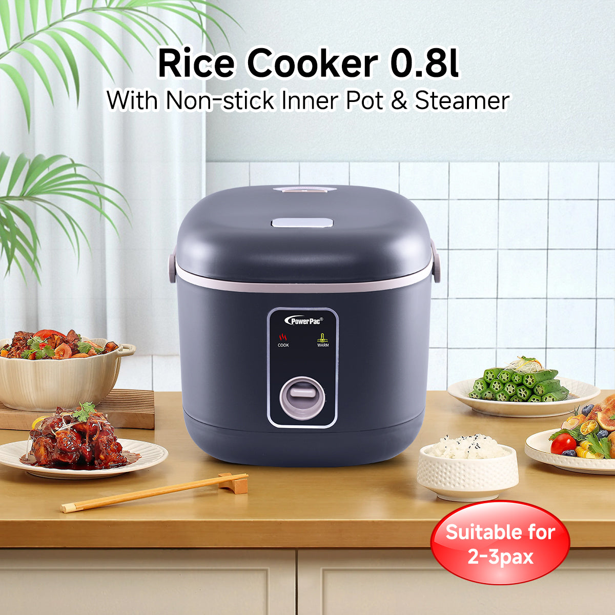 Rice Cooker 0.8L with non-stick Inner Pot (PPRC610) Ivory