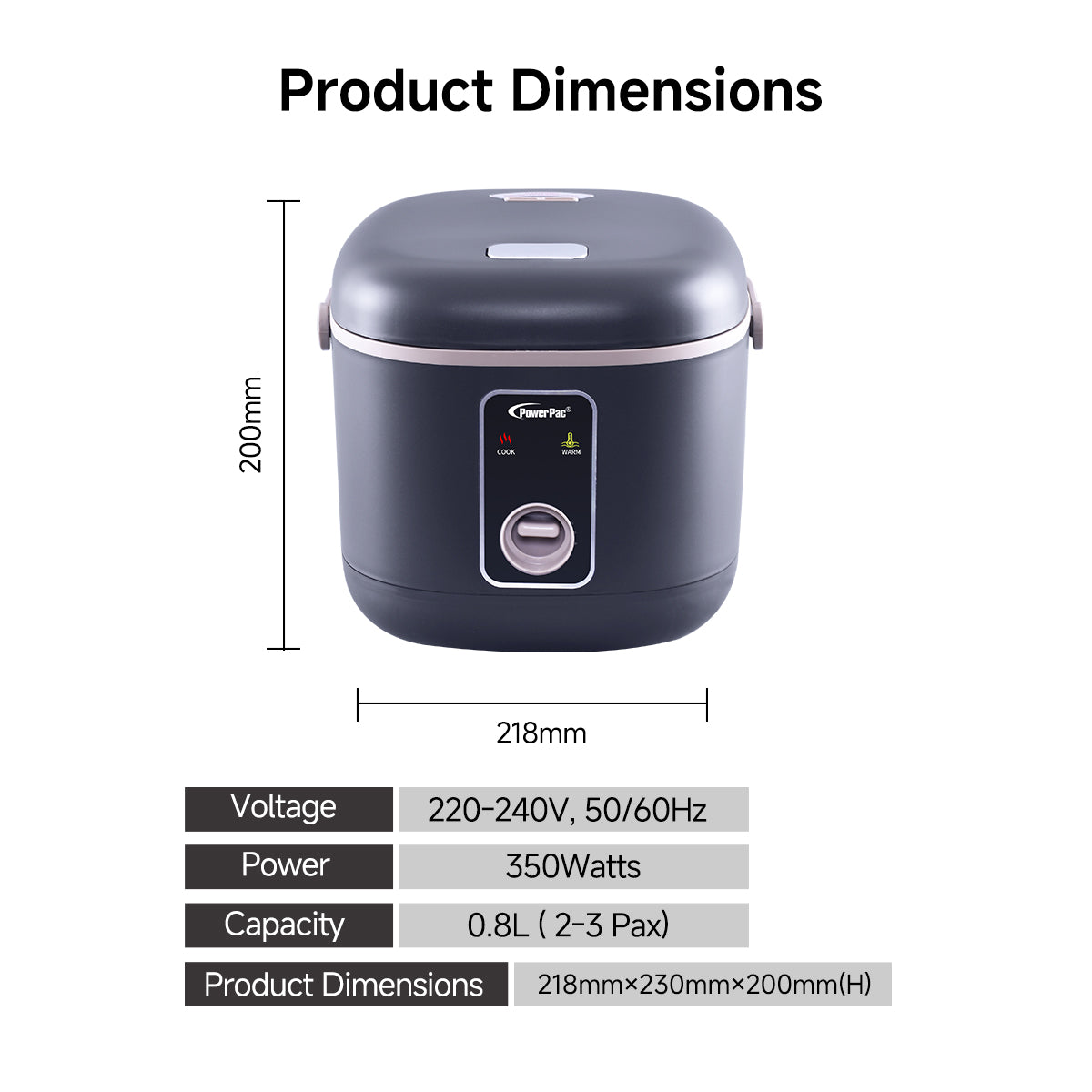Rice Cooker 0.8L with non-stick Inner Pot (PPRC610) Ivory