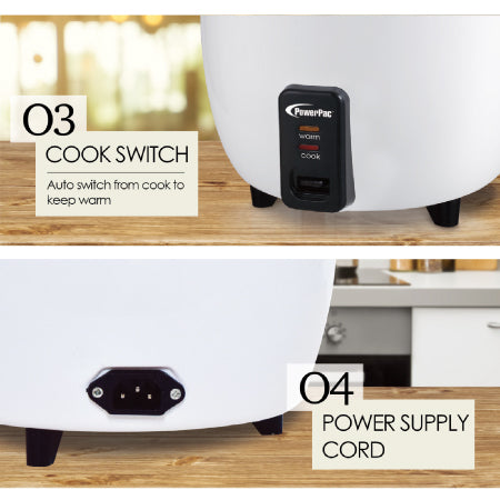 1.8L Rice Cooker with Aluminium Inner Pot and Steamer (PPRC8) Green