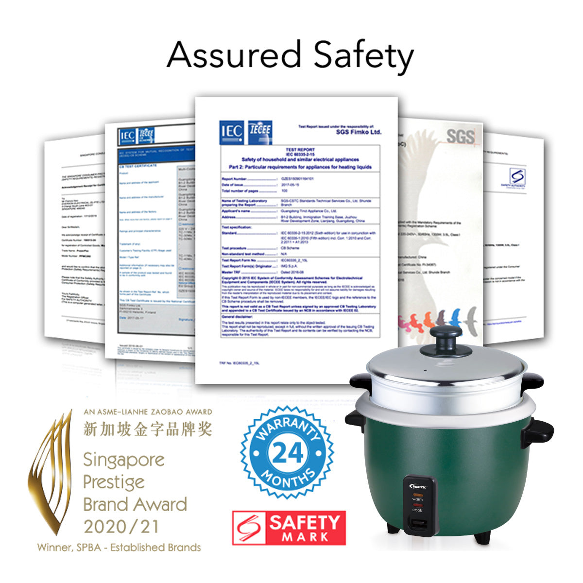 1.8L Rice Cooker with Aluminium Inner Pot and Steamer (PPRC8) Green
