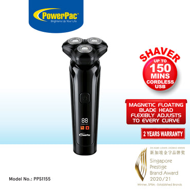 PowerPac Electric Shaver for Man, Rechargeable Shaver for Man, Digital Display (PPS1155)