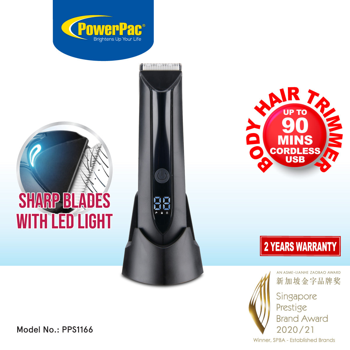 Whole Body Hair Trimmer for Men and Women, Smooth Legs, Armpit & Underneath, USB Charging Base (PPS1166)