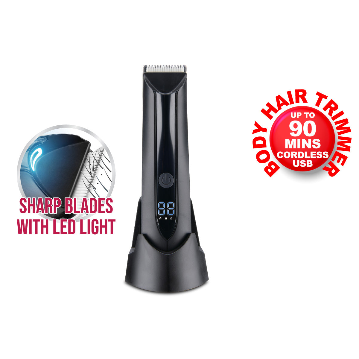 Whole Body Hair Trimmer for Men and Women, Smooth Legs, Armpit & Underneath, USB Charging Base (PPS1166)