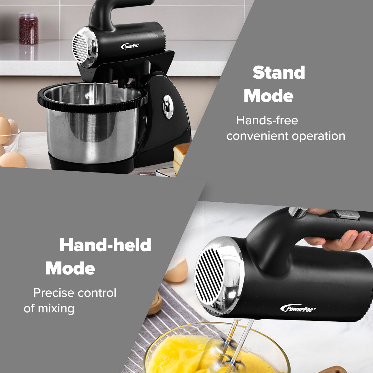 Hand / Stand Mixer With Bowl (PPSM208) Black