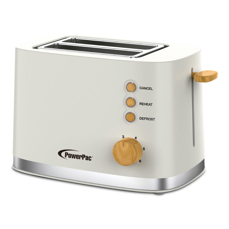 2 Slice Bread Toaster with Auto POP UP PPT05 White