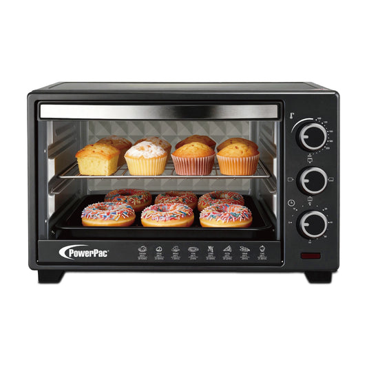 PowerPac Electric Oven 25L with 1 sets of baking tray and grill and heating selector (PPT25)