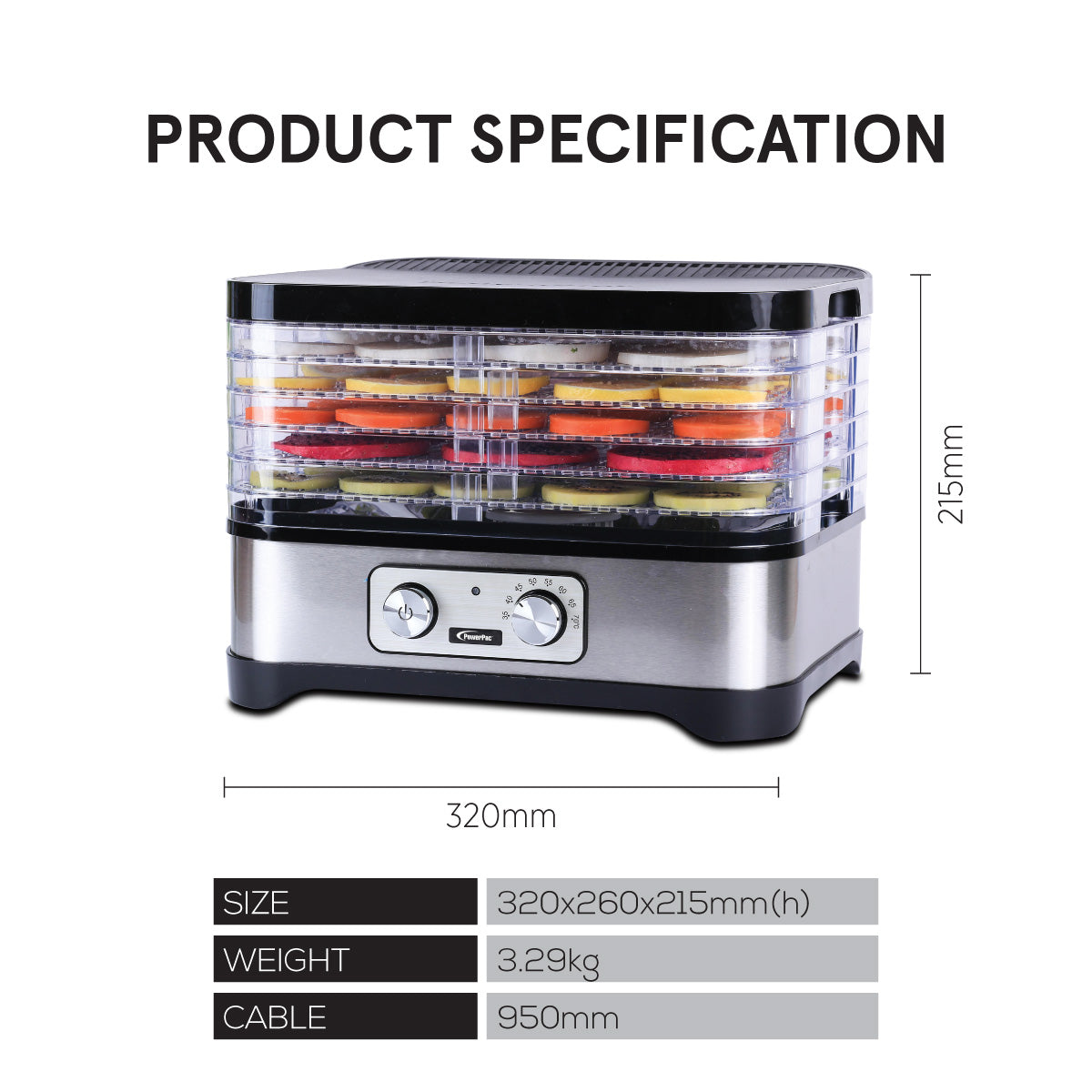 Food Dehydrator, Electric Food Dryer Machine for Home Commercial Multi Tier(PPT508)