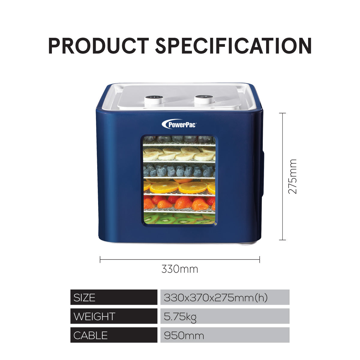 Food Dehydrator, Electric Food Dryer Machine for Home Commercial Multi Tier (PPT512)