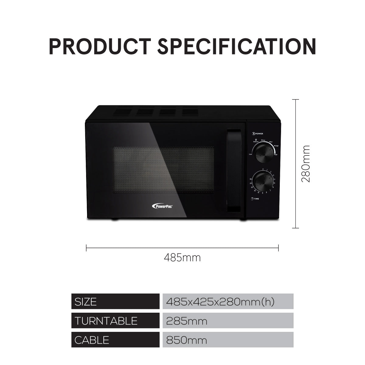 Microwave oven 25L With 4 Power Level and Defrost Function (PPT725BK)