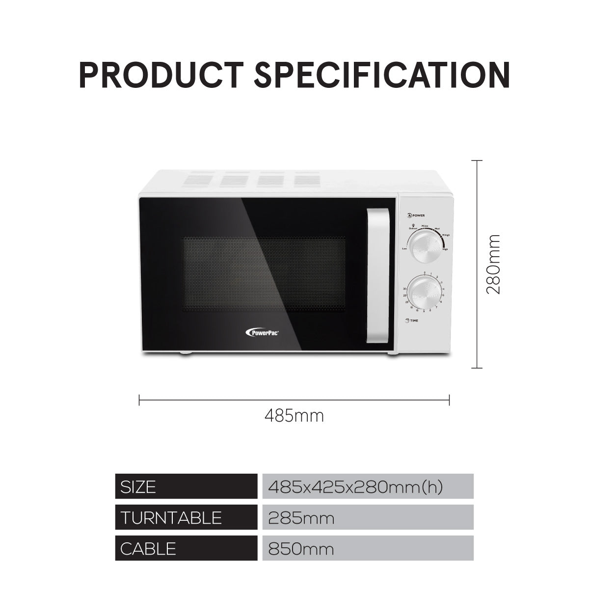 Microwave oven 25L With 4 Power Level and Defrost Function (PPT725WH)