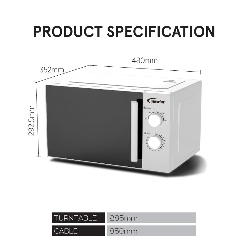 Microwave oven 25L With 4 Power Level and Defrost Function (PPT725WH)