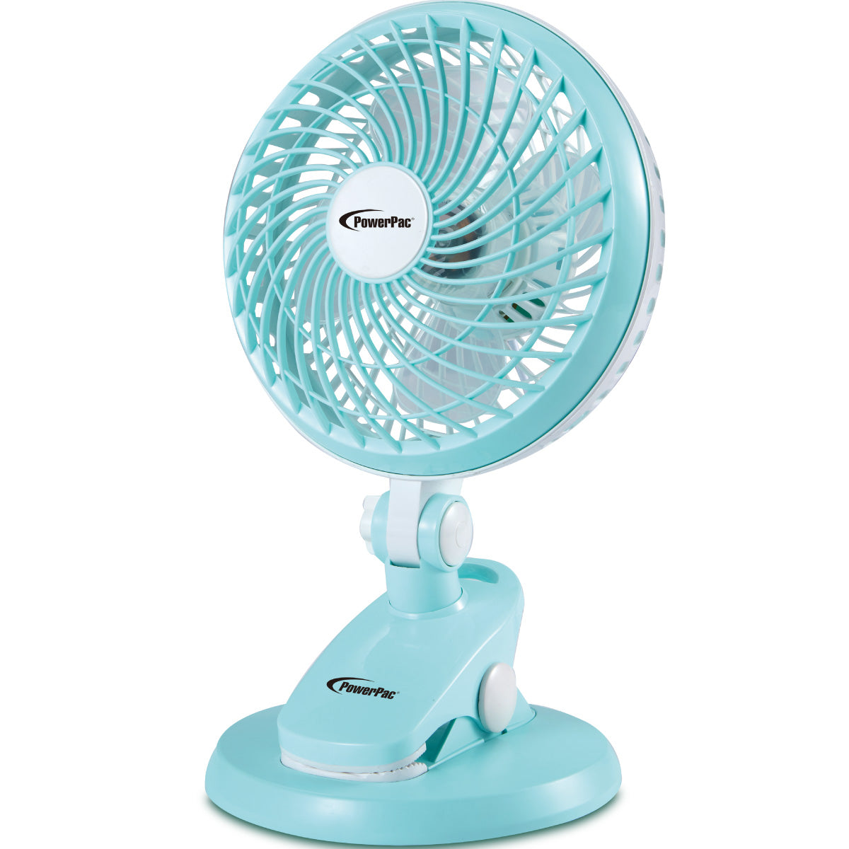 6" Clip/Table Fan – USB, Detachable Base, Strong Airflow, Adjustable Tilt, Portable, Durable, 2-Speed, blue, PPPUF221