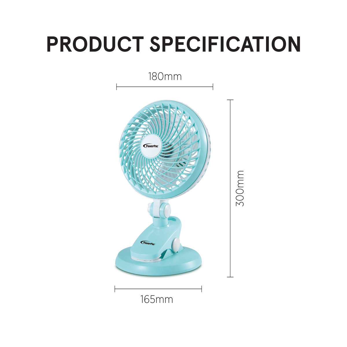 6" Clip/Table Fan – USB, Detachable Base, Strong Airflow, Adjustable Tilt, Portable, Durable, 2-Speed, blue, PPPUF221