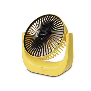 6" Table Fan – USB, Rechargeable, Portable Wireless, Strong Airflow, 120° Adjustable Tilt, 3-Speed, yellow, PPUF225