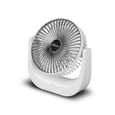 6" Table Fan – USB, Rechargeable, Portable Wireless, Strong Airflow, 120° Adjustable Tilt, 3-Speed, white, PPUF225