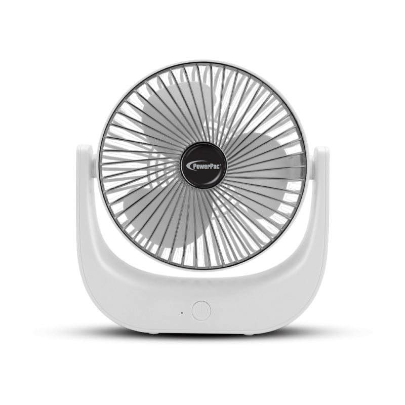 6" Table Fan – USB, Rechargeable, Portable Wireless, Strong Airflow, 120° Adjustable Tilt, 3-Speed, white, PPUF225