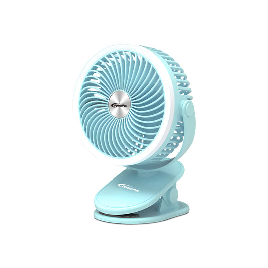 3" Clip/Table Fan – USB, Rechargeable, Portable Wireless, 360° Adjustable Tilt, LED lights, Compact, 3-Speed, blue, PPUF226