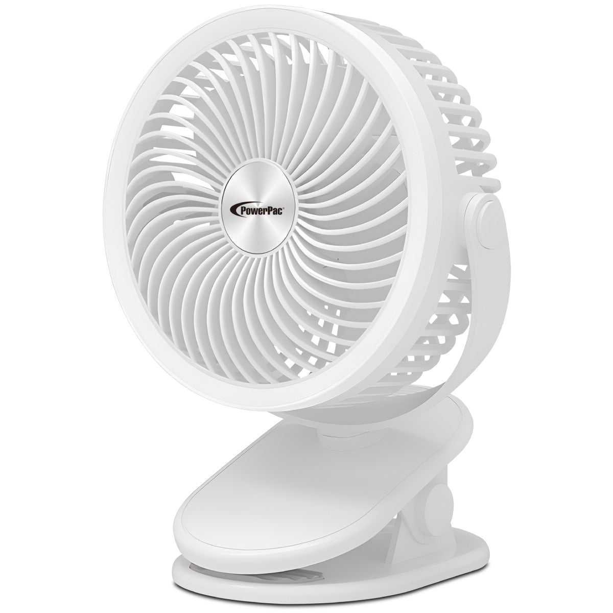 3" Clip/Table Fan – USB, Rechargeable, Portable Wireless, 360° Adjustable Tilt, LED lights, Compact, 3-Speed, white, PPUF226