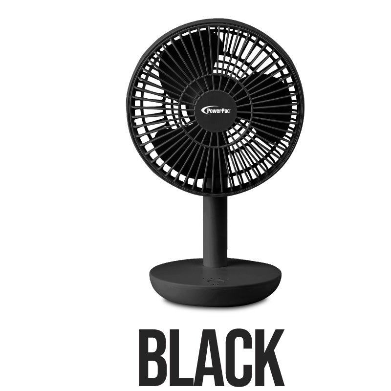 6" Foldable Table Fan – USB, Rechargeable, Portable Wireless, Adjustable Tilt, Durable, 4-Speed, black, PPUF227