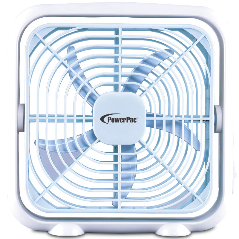8" Box Fan – USB, Portable, 90° Vertical Adjustable Tilt, Strong Airflow, Durable, Compact, Quiet, 2-Speed, white, PPUF229