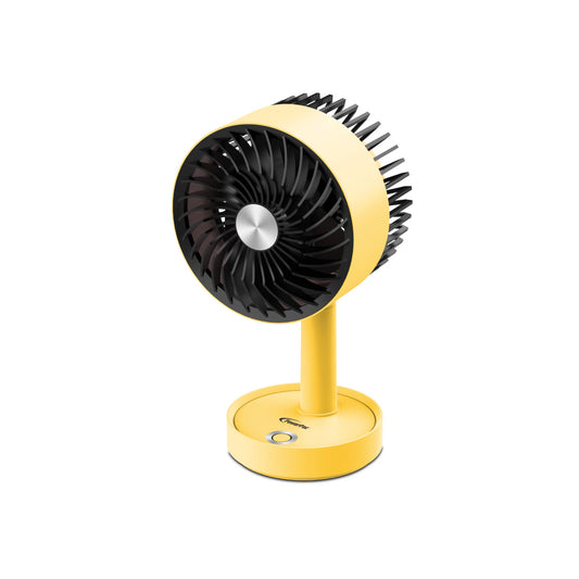 5" Table Fan – USB, Rechargeable, Portable Wireless, Adjustable Tilt, LED lights, Sturdy, 3-Speed, yellow, PPUF230