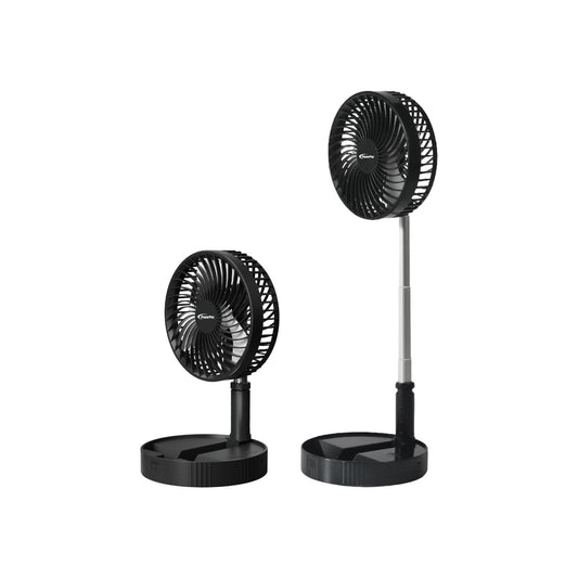 8" Foldable Stand/Table Fan – USB, Rechargeable, Portable Wireless, Adjustable Tilt & Height, 4-Speed, black, PPUF234