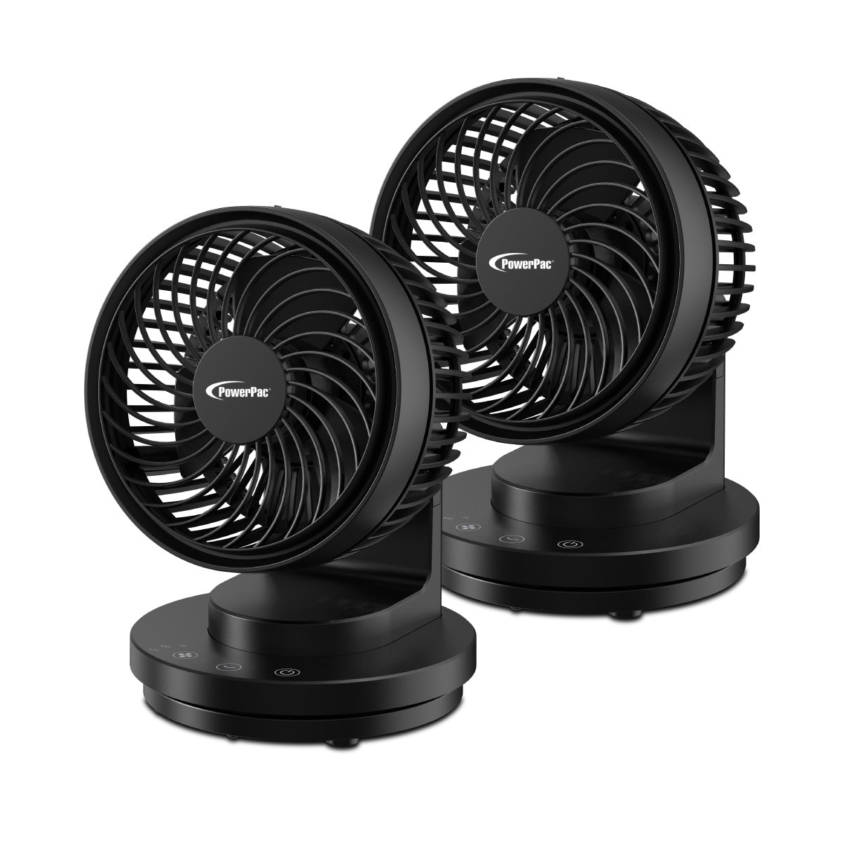 PowerPac 6" Table Fan – USB, Air Circulator, Strong Airflow, Adjustable Tilt, Oscillation, Sturdy & Durable, 3-Speed, black, PPUF237