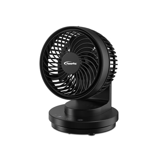 6" Table Fan – USB, Air Circulator, Strong Airflow, Adjustable Tilt, Oscillation, Sturdy & Durable, 3-Speed, black, PPUF237