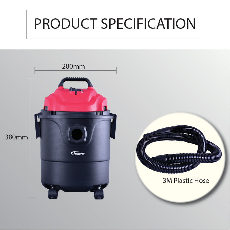 Wet &amp; Dry Bagless Vacuum Cleaner, Vacuum Cleaner with Blower , Vacuum Cleaner With HEPA Filter 16KPa Suction (PPV1300)