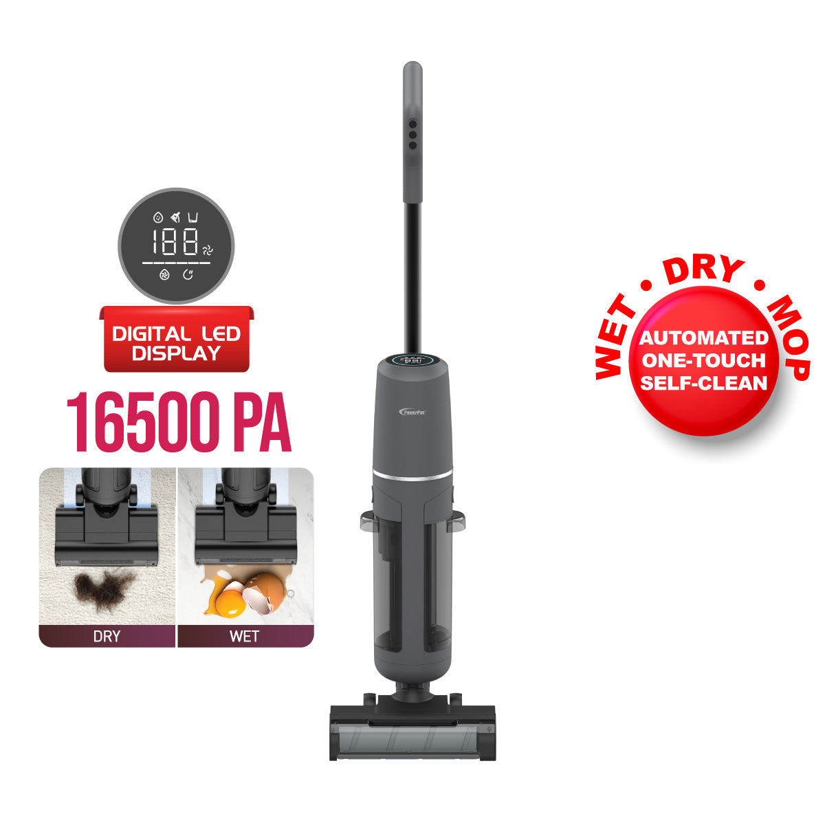 Wet, Dry &amp; Mop Vacuum Cleaner. 3 In 1 vacuum cleaner, Cordless Vacuum Cleaner (PPV3838)