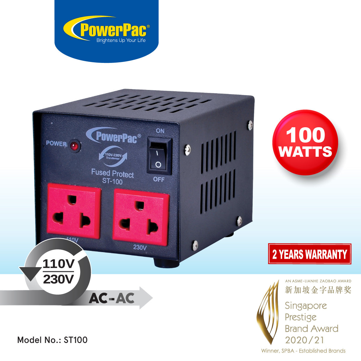 100W Heavy Duty Step Up & Down Voltage Converter Transformer 110V / 220V Voltage Regulator (ST100)
