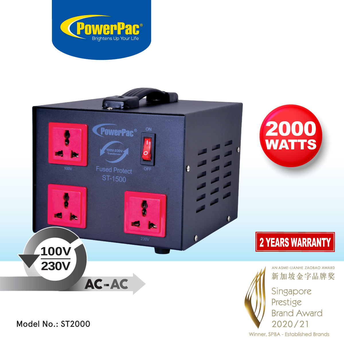 2000W Heavy Duty Step Up & Down Voltage Converter Transformer 110V / 220V Voltage Regulator (ST2000)