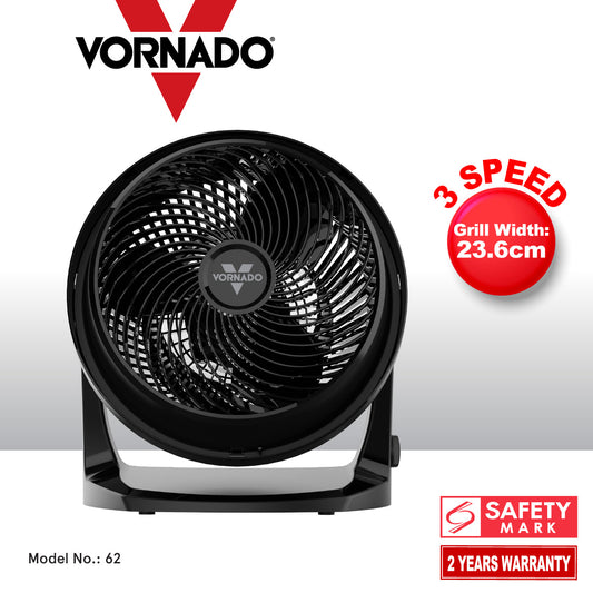 Vornado Whole Room Air Circulator – Powerful Vortex Action, 75-ft wind, Adjustable Tilt, Desk/Floor Fan, 3-Speed, black, 62-AN