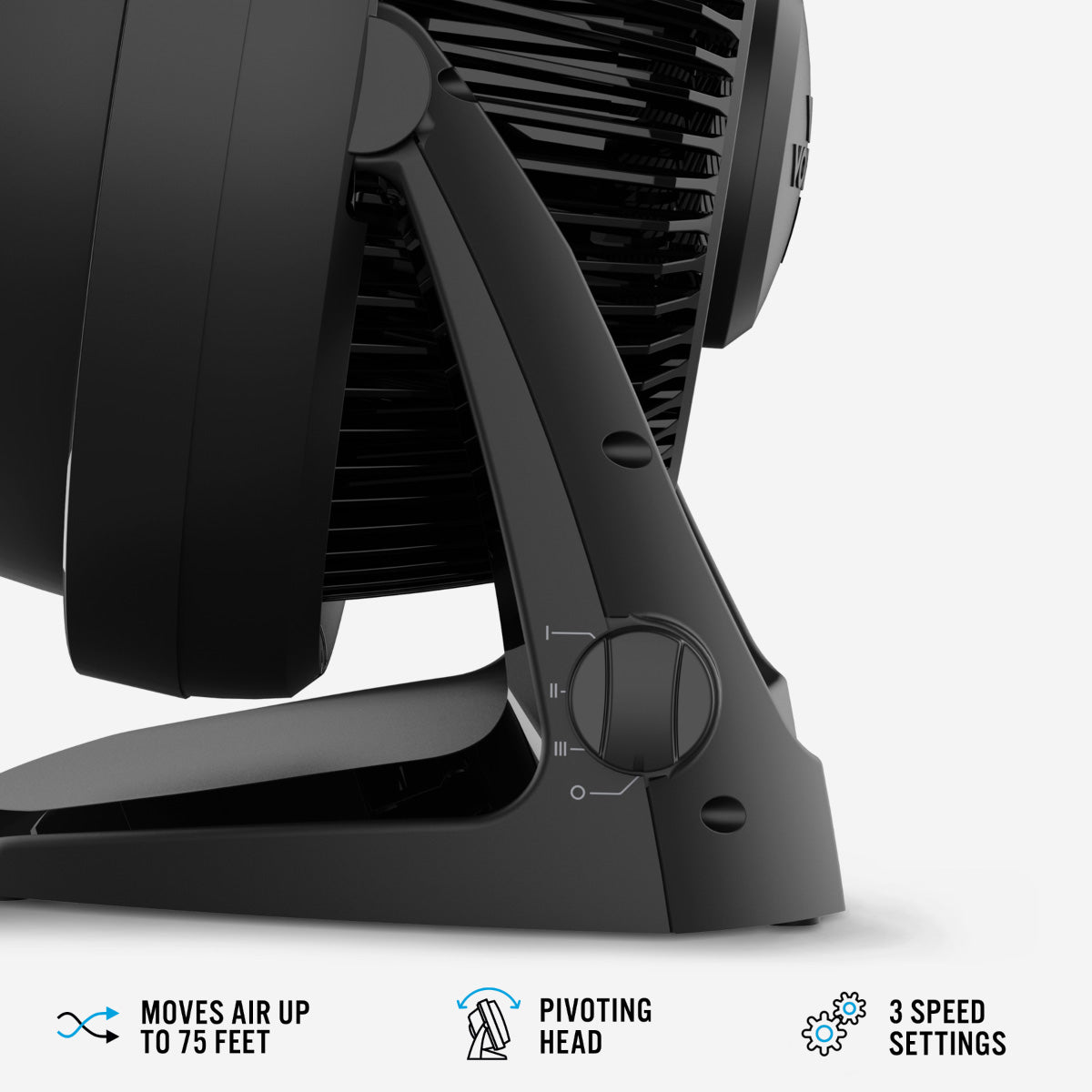 Vornado Whole Room Air Circulator – Powerful Vortex Action, 75-ft wind, Adjustable Tilt, Desk/Floor Fan, 3-Speed, black, 62-AN