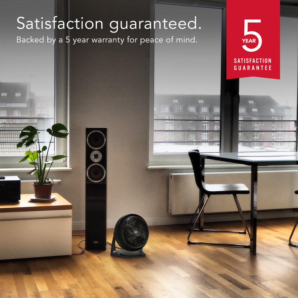 Vornado Whole Room Air Circulator – Powerful Vortex Action, 75-ft wind, Adjustable Tilt, Desk/Floor Fan, 3-Speed, black, 62-AN