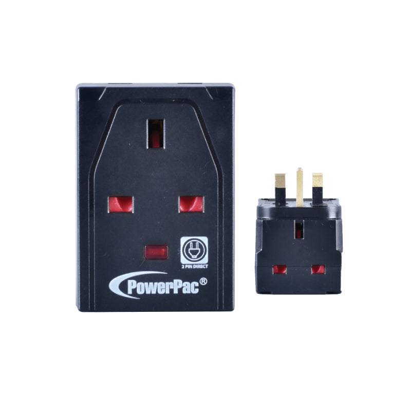 Adapter with 3-Pin Plug – 3-Way 3-Pin Sockets, Neon LED, PP144NBK