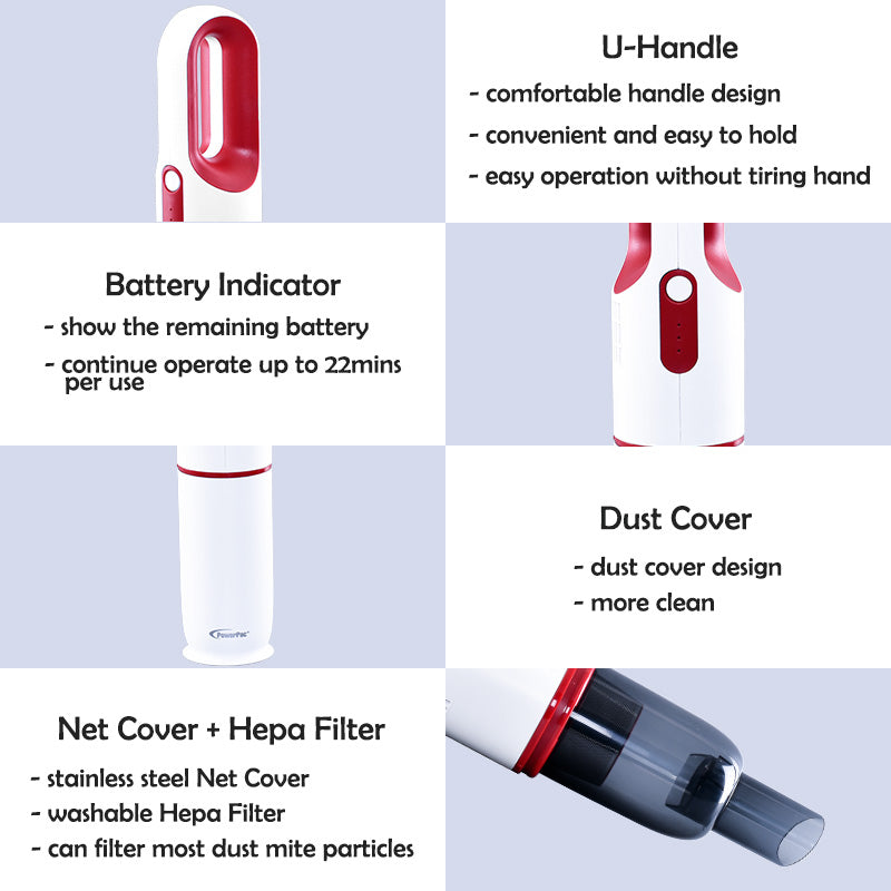 Cordless Stick Vacuum Cleaner, Handheld Vacuum Cleaner, Vacuum Cleaner With HEPA Filter (PPV603)