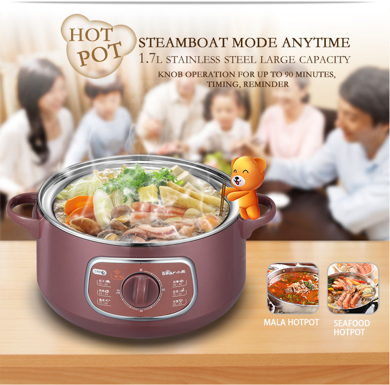 Bear 2 Tier Intelligent Electric Stainless Steel Food Steamer Convenient Steamer 8.0L 800Watt (DZG-D80A1) - PowerPacSG