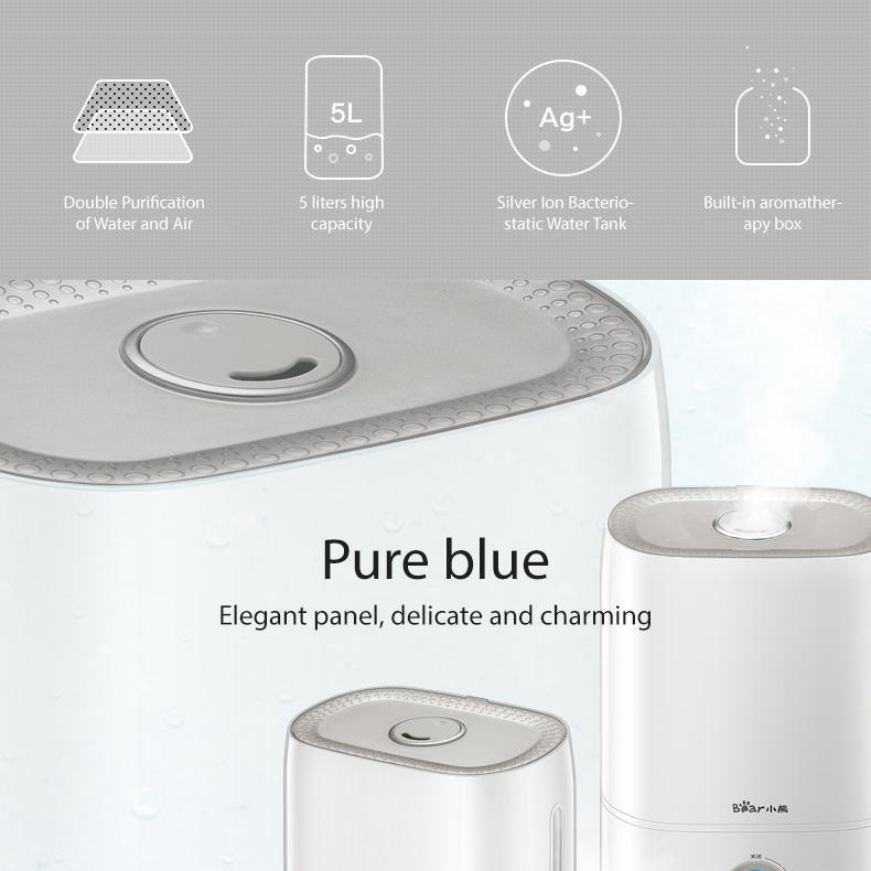 Bear 2 in 1 Humidifier & Water Air Purifier 5L Large Capacity Desktop Dual Purification Aroma Diffuser (JSQ-C50Q1) - PowerPacSG