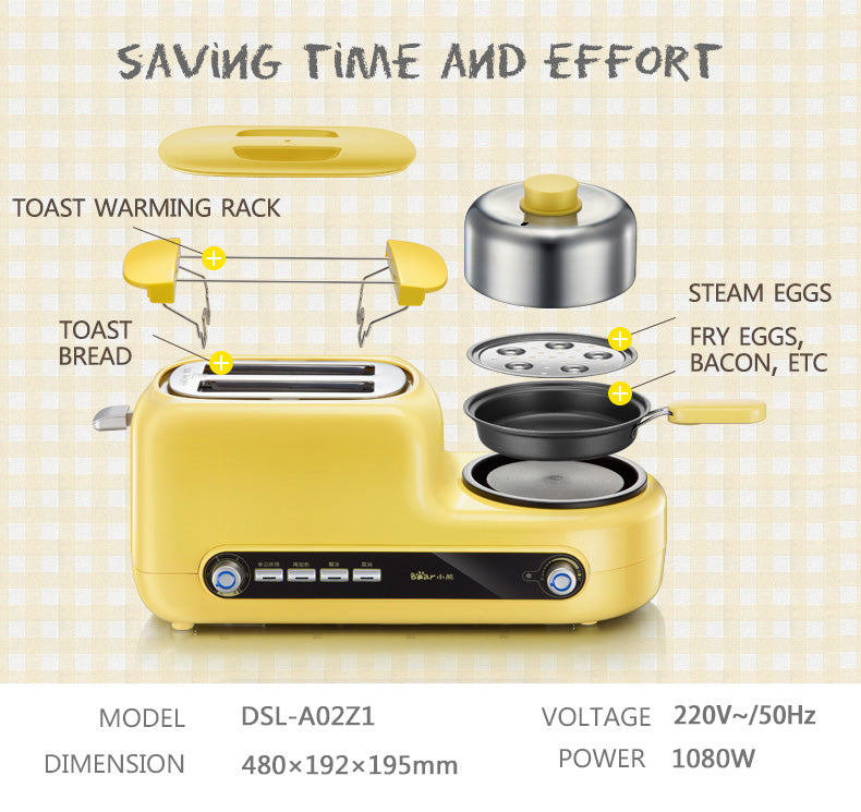 Bear 5in1 Toaster Breakfast Set w non-stick frying Pan (DSL-A02Z1) - PowerPacSG