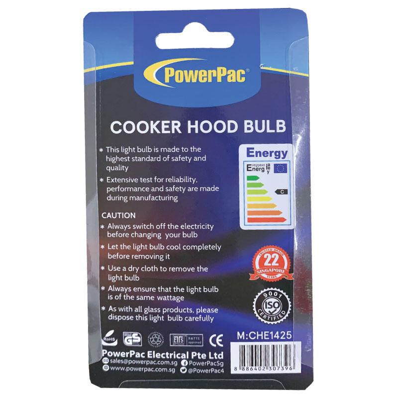 2 Pieces x PowerPac 40W E14 Cooker hood bulb warm white (CHE1425) - PowerPacSG
