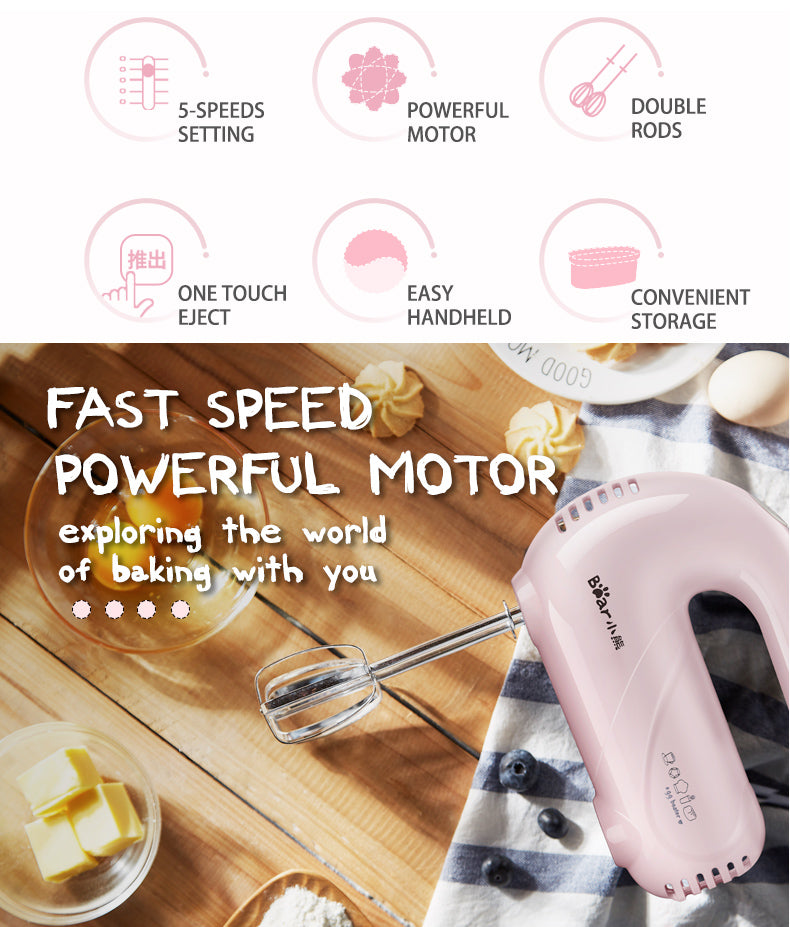 Bear Hand Mixer With 5 Speeds &amp; Eject Function (DDQ-A01G1) - PowerPacSG