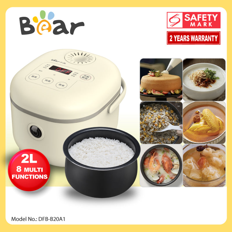 BEAR Rice Cooker Digital, Mini Rice Cooker 8 multi functions Cooker 2L (DFB-B20A1)