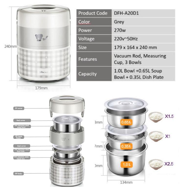Bear Digital Lunch box 4-in-1 Heating 2.0L Electric Multi Pot (DFH-A20D1) - PowerPacSG