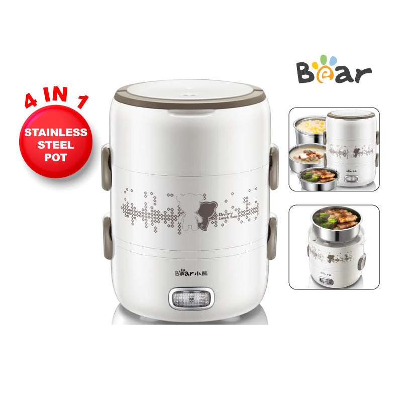 Bear Lunch box, Mini Rice Cooker,  4 in1 Heating 2.0L Electric Multi Pot (DFH-S2358)