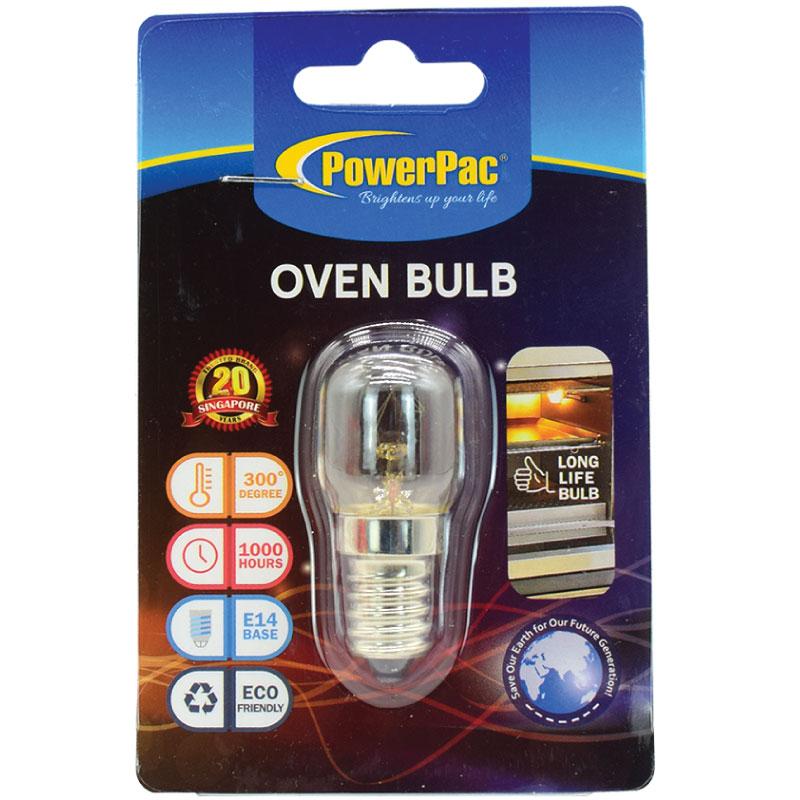 2 Pieces x PowerPac 300 degree 15 Watts E14 Oven bulb warm white (E14/300) - PowerPacSG