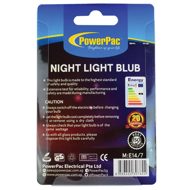 3 Pieces x PowerPac 7W E14 Night light bulb warm white (E14/7) - PowerPacSG