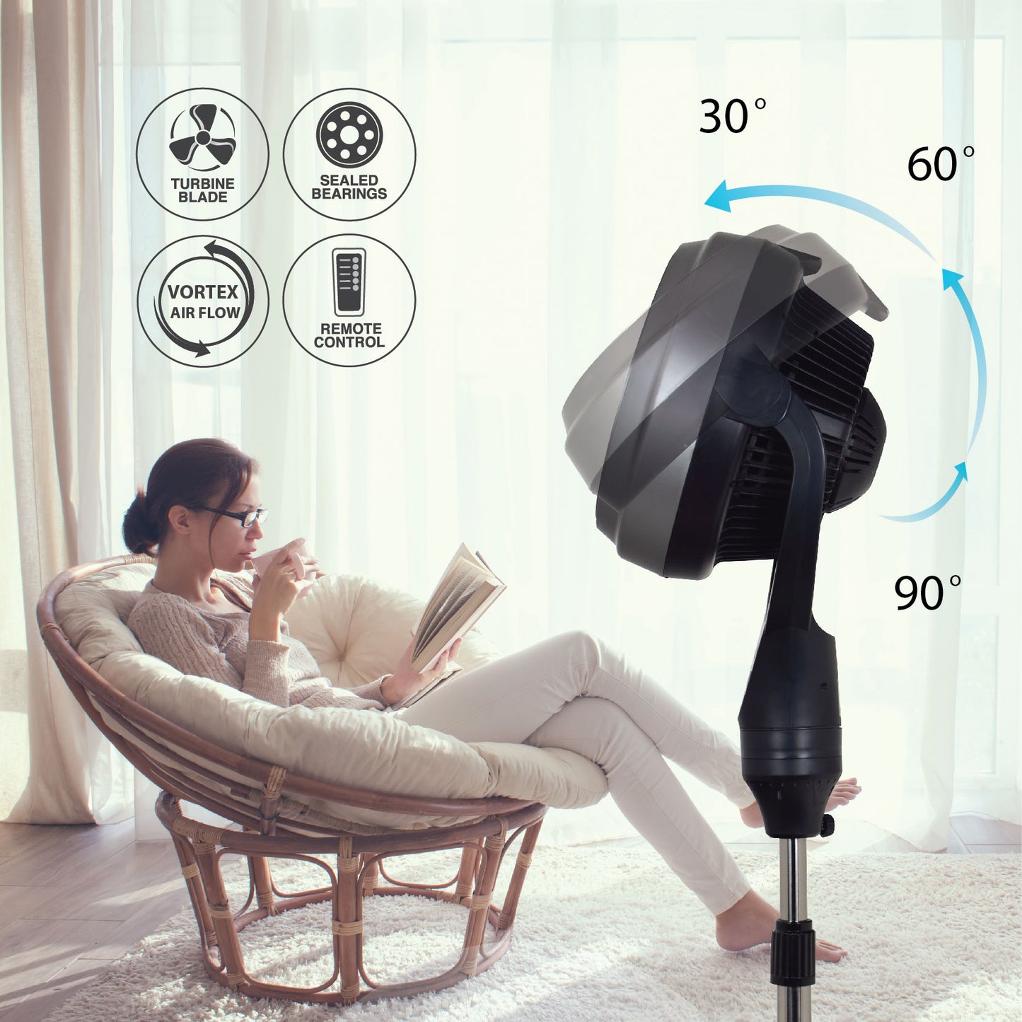 iFan Stand Fan with Convertible Height Air Circulator (IF9669) - PowerPacSG