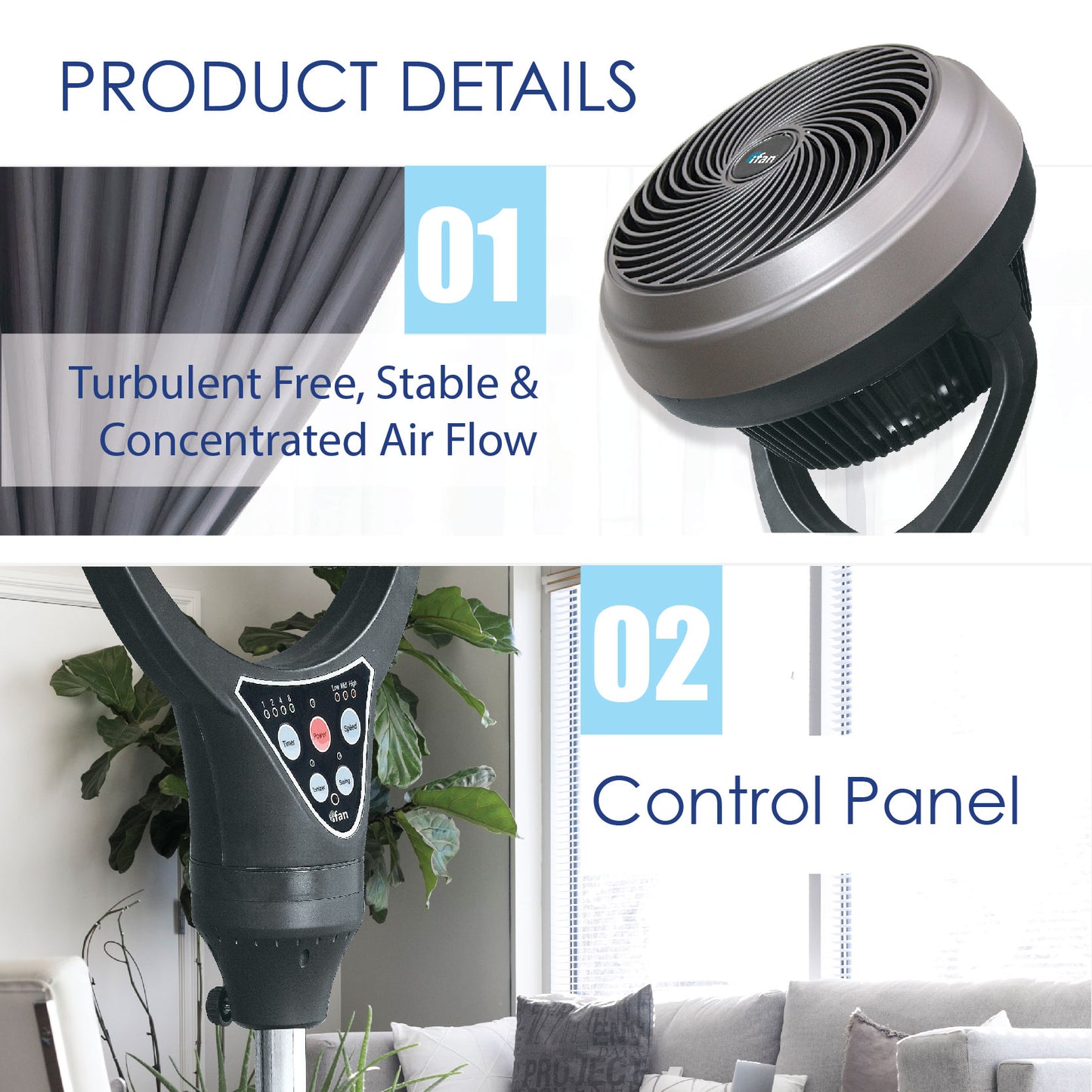 iFan Stand Fan with Convertible Height Air Circulator (IF9669) - PowerPacSG